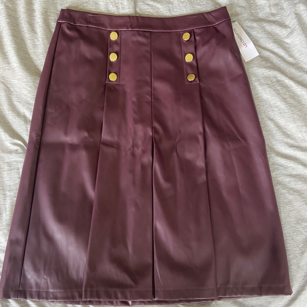 NWT faux leather knee length skirt
